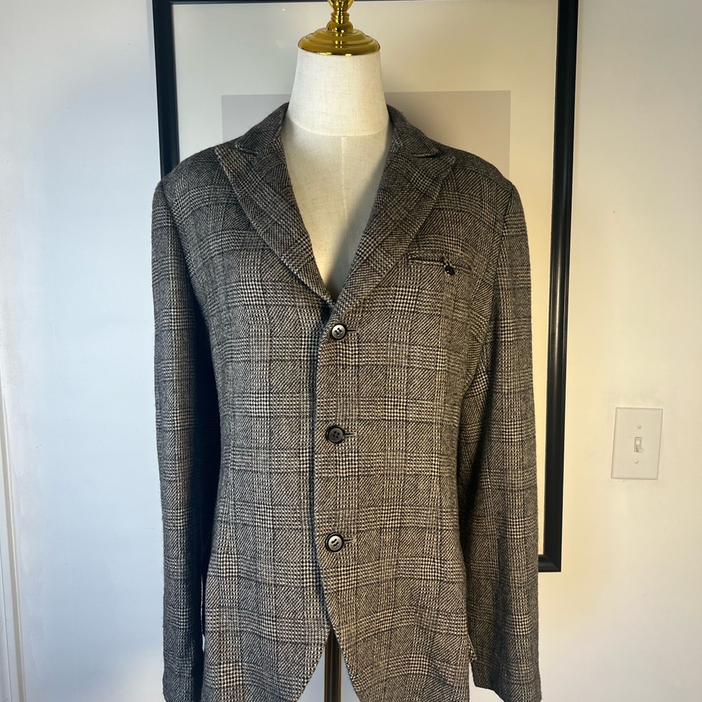 Yohji Yamamoto Black and Gray Checkered Blazer
